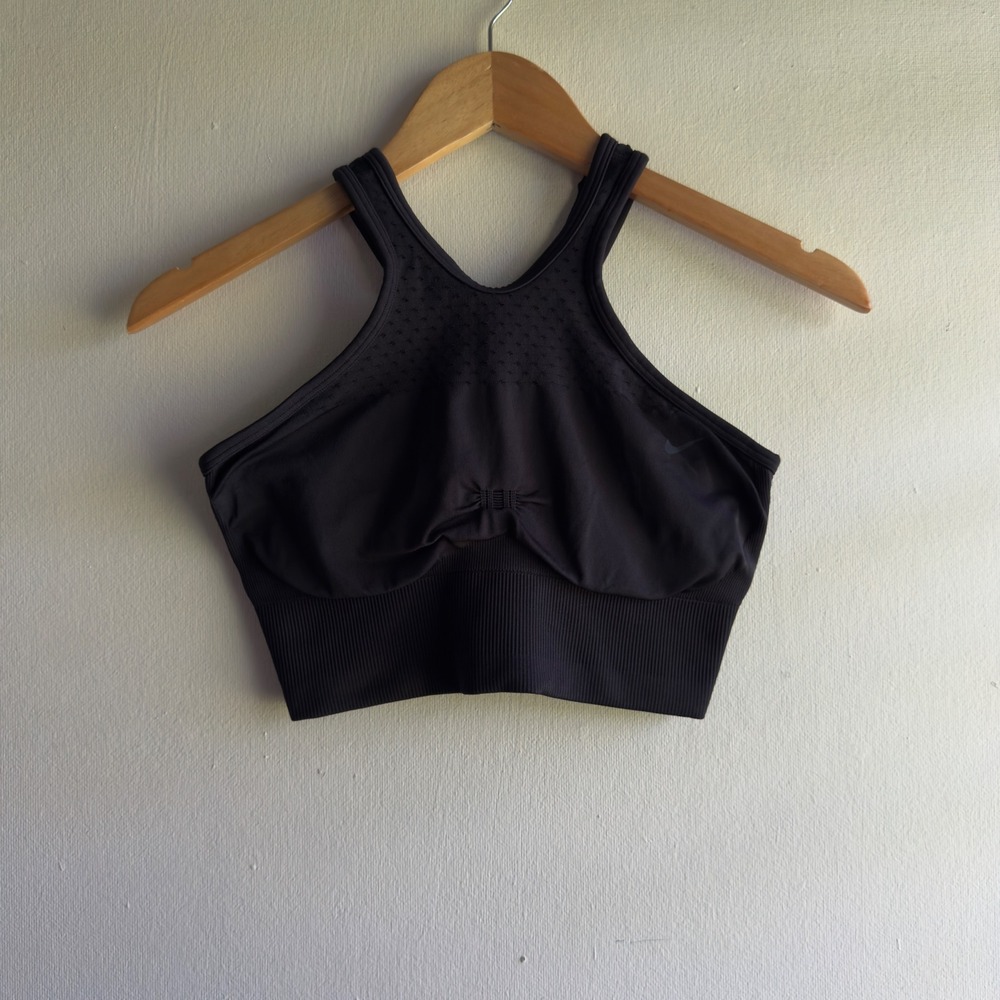 Nike Black Sports Bra Women Seamless High Neck Ribbed Medium